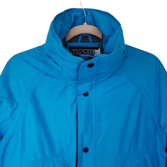 Vintage JanSport 80s 90s blue ski hiking rain windbreaker nylon jacket - Picture 4 of 14